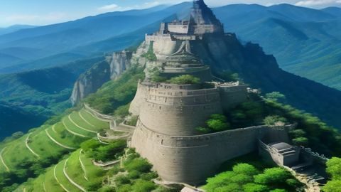 旅行vlog创作者在山顶俯拍城市全景，画面金色暖调，糖星vlog旅行类内容场景示意